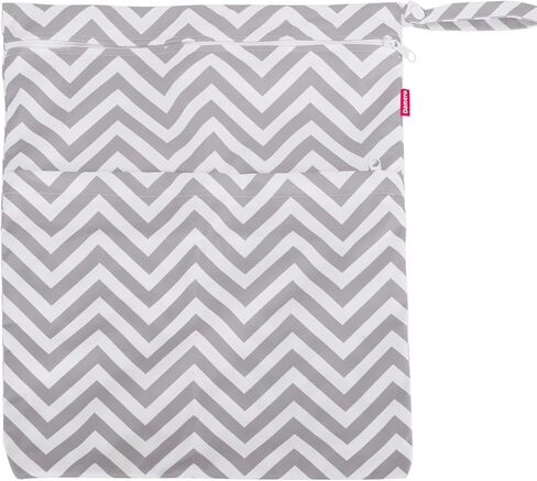 Damero 3pcs Travel Wet and Dry Bag Organizer with Handle for Cloth Diaper, Pumping Parts, Swimsuit and More, Easy to Grab and Go, Gray Chevron in Kuwait