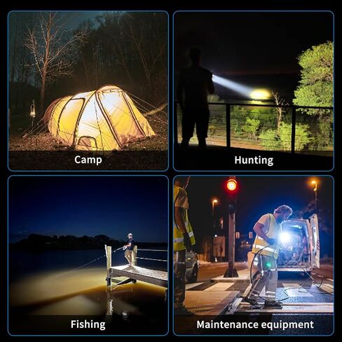 1300000 Lumens Spotlight, Rechargeable Led Spotlight Flashlight with 350° Rotate Head, 9 Modes Super Bright Spot Lights Outdoor Handheld, IPX6 Waterproof Solar Flashlight for Emergencies in Kuwait