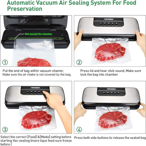 ماكينة غلق أكياس الهواء من YEOSEN - ماكينة حفظ الطعام الأوتوماتيكية 2 في 1 مع أوضاع رطبة جافة، تصميم مضغوط in Kuwait