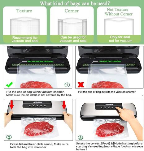 ماكينة غلق أكياس الهواء من YEOSEN - ماكينة حفظ الطعام الأوتوماتيكية 2 في 1 مع أوضاع رطبة جافة، تصميم مضغوط in Kuwait