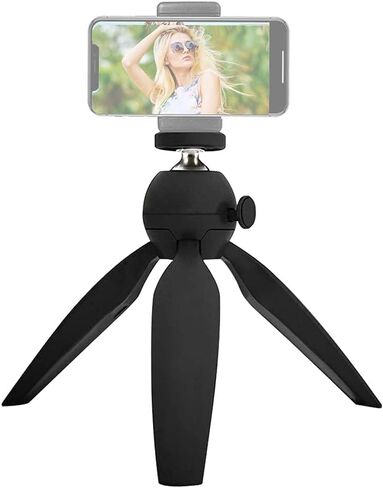 حامل هاتف محول حامل ثلاثي القوائم للهاتف المكتبي مع حامل ثلاثي القوائم صغير، حامل ثلاثي صغير لهاتف iPhone/DLSR المدمج/Samsung/Webcam/Android الهاتف المحمول أي عرض من 2.16 بوصة إلى 4.13 بوصة in Kuwait