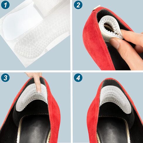4 Pairs Heel Cushion Pads,Heel Grips for Ladies and Kids Shoes,Insoles for Shoes Too Big,Self Adhesive Heel Cushion Pads,Silicone Heel Protectors,High Heel Cushion Pads (Transparent) in Saudi Arabia