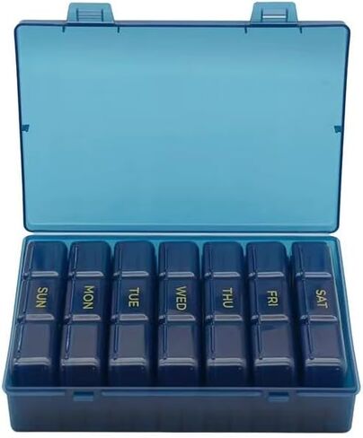 منظم حبوب الدواء الأسبوعي 3 مرات في اليوم، منظم حبوب فيتامين كبير للسفر 7 أيام 3 مرات في اليوم، صندوق حبوب منع الحمل اليومي، حاوية حبوب منع الحمل اليومية، منظم الأدوية لتكملة الأغطية الشفافة وزيوت السمك in Kuwait