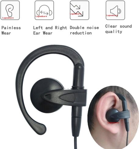Lsgoodcare 2 Pin Ear-Clip Ear-Clip Ear-Hook Security سماعة أذن PTT وميكروفون متوافق مع Kenwood Two Way Radio TK3170 TK3173 TK3200 TK3201 جهاز اتصال لاسلكي، حزمة من 5 in Saudi Arabia