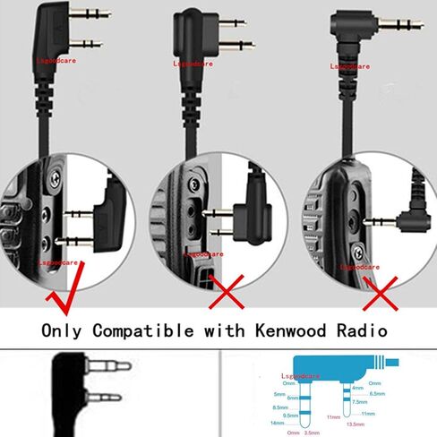 Lsgoodcare 2 Pin Ear-Clip Ear-Clip Ear-Hook Security سماعة أذن PTT وميكروفون متوافق مع Kenwood Two Way Radio TK3170 TK3173 TK3200 TK3201 جهاز اتصال لاسلكي، حزمة من 5 in Saudi Arabia