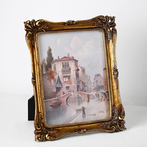 Funly mee Vintage 8x10 Picture Frame Antique Gold Photo Frame for Tabletop & Wall Mounted in Kuwait