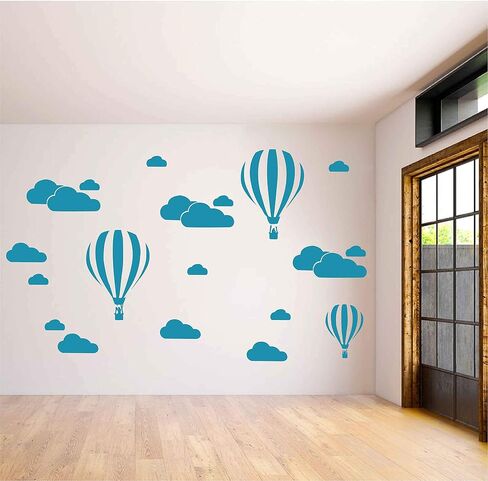 DXLING White Clouds & Hot Air Balloons Nursery Kids Childs Room Vinyl Wall Art Sticker Baby Wall Decals Removable Waterproof Wallpaper D952 (White) in Saudi Arabia