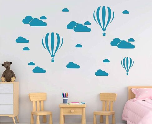 DXLING White Clouds & Hot Air Balloons Nursery Kids Childs Room Vinyl Wall Art Sticker Baby Wall Decals Removable Waterproof Wallpaper D952 (White) in Saudi Arabia