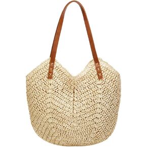 Summer Casual Straw Tote Bag Large Capacity Woven Shoulder Handbag for Summer Beach Vocation in Kuwait