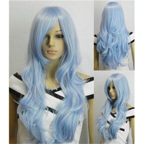 AGPTEK 33 inch Heat Resistant Curly Wavy Long Cosplay Halloween Wigs for Women - Light Blue in Kuwait