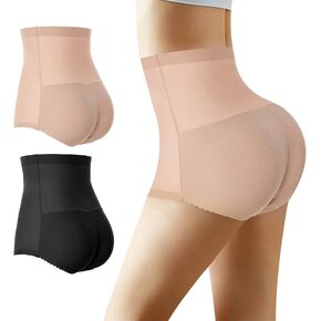 FEOYA Butt Lifter Panties Seamless Padded Underwear Women Butt Pads High Waist Tummy Control Shapewear - Pack of 2