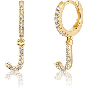 Initial Earrings for Women, 925 Sterling Silver Post Hypoallergenic Small Huggie Hoop Earrings Gold Plated Cubic Zirconia Initial Earrings Jewelry in Kuwait