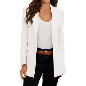 PLOYDIEN Classic Long Blazer Jackets for Women, Elegant Long Sleeve Blazers for Women, Perfect for Business & Casual Wear