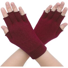 ZLYC Women Winter Fingerless Gloves Wool Knit Half Finger Stretch Glove