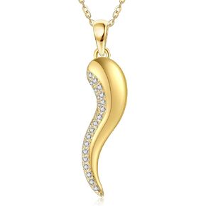 ELFRONT 14k Real Gold Cross/Wings/Italian Horn Necklace, Faith Guardian Necklace Jewelry Gifts For Women Girls Lover, Valentines Day Christmas Gift Jewelry