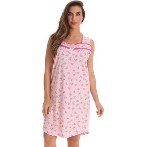 Dreamcrest 100% Cotton Sleeveless Night Gown for Women Cute Floral Summer Sleep Dress