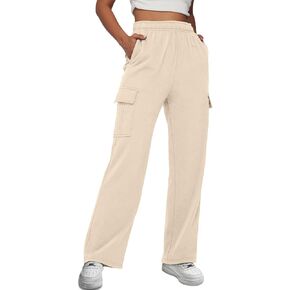 Trendy Queen Womens Cargo Sweatpants Wide Leg Baggy Fleece High Waisted Sweats Pants Athletic Trousers with Pockets 2023