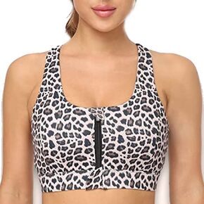 Cordaw Molded Cup Sports Bras Zipper in Front Workout Bra Medium Impact High Support Zip Running Bra Yoga Workout Top