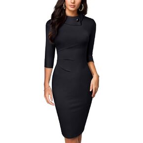 فساتين HOMEYEE للسيدات ذات ثنيات كلاسيكية للعمل والمكتب B574 in Kuwait