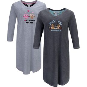 Rene Rofe Womens 2 Pack Cotton Sleepshirts - Super Soft Cotton Sleepwear Gowns