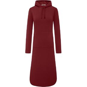 WenVen Womens Long Hoodie Dress Thicken Fleece Lined Pullover Sweatshirt