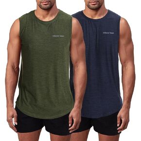 Different Touch Men’s Big and Tall 2 Pack Active Gym Sleeveless Shirts Muscle Tank Top