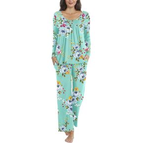 POPYOUNG 2 Piece Womens Fall-Winter Pajama Sets, Lounge Sleepwear Ladies Pjs Sets with Pockets
