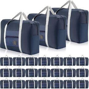 Sweetude 24 Pcs Foldable Duffel Bags Bulk, Travel Bag for Men Women Waterproof Luggage Tote Bag with Trolley Sleeve, Carry Bag Overnight Bag for Gym, Homeless Donations (Navy Blue, Wine Red, Black)