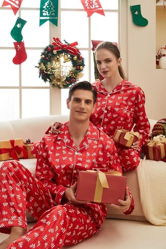 FENTENG طقم بيجامات رجالي من الساتان بأكمام طويلة طقم ملابس نوم حريري بأزرار سفلية مع سروال طويل ناعم 2 قطعة طقم صالة in Kuwait