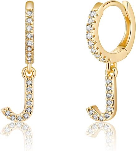 Initial Earrings for Women, 925 Sterling Silver Post Hypoallergenic Small Huggie Hoop Earrings Gold Plated Cubic Zirconia Initial Earrings Jewelry in Kuwait