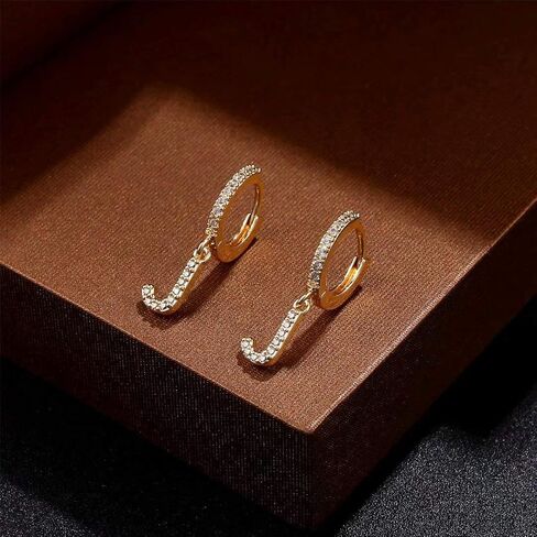 Initial Earrings for Women, 925 Sterling Silver Post Hypoallergenic Small Huggie Hoop Earrings Gold Plated Cubic Zirconia Initial Earrings Jewelry in Kuwait