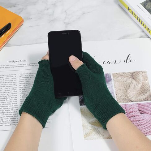 ZLYC Women Winter Fingerless Gloves Wool Knit Half Finger Stretch Glove in Saudi Arabia