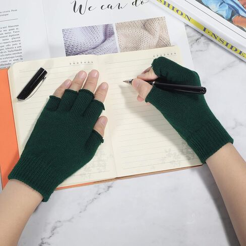 ZLYC Women Winter Fingerless Gloves Wool Knit Half Finger Stretch Glove in Saudi Arabia