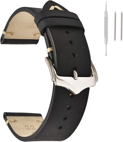 أساور ساعة جلدية للرجال من EACHE، أحزمة ساعة كلاسيكية للنساء، كريزي هورس/شمع زيتي/جلد سويدي/جلد مدبوغ نباتي، سوار ساعة بديل 18 مم 19 مم 20 مم 22 مم in Kuwait