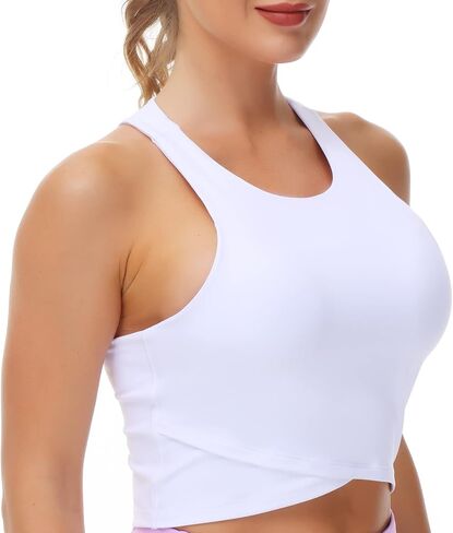 حمالة صدر رياضية Racerback للسيدات ذات دعم متوسط ​​للتمارين الرياضية وقمصان بدون أكمام مدمجة في حمالة الصدر in Saudi Arabia