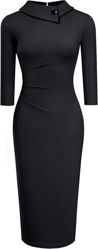 فساتين HOMEYEE للسيدات ذات ثنيات كلاسيكية للعمل والمكتب B574 in Kuwait