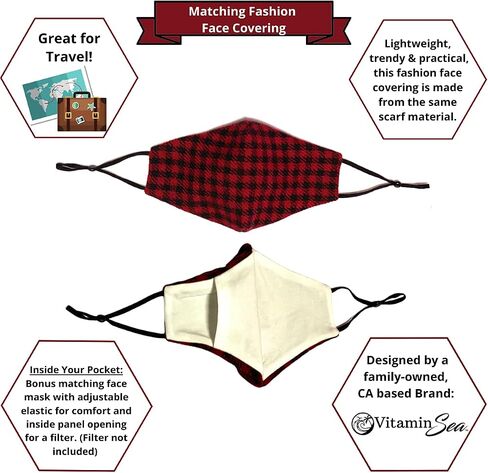 VITAMIN SEA Infinity Scarves with Hidden Zipper Pocket - Stylish and Lightweight Travel Scarf for Women in Saudi Arabia