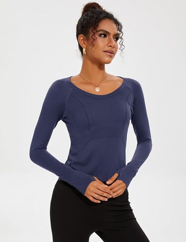 LUYAA Crop Workout Tops for Women Long Sleeve Gym Athletic Compression Shirts Tight Basic Tops Tee in Saudi Arabia