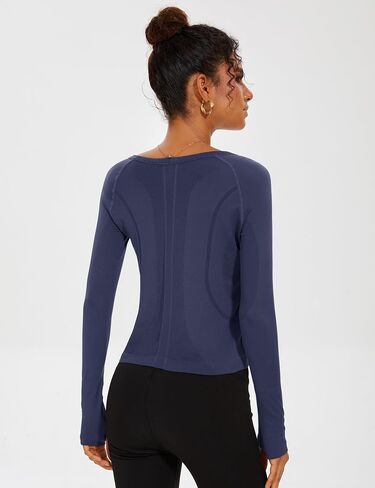 LUYAA Crop Workout Tops for Women Long Sleeve Gym Athletic Compression Shirts Tight Basic Tops Tee in Saudi Arabia