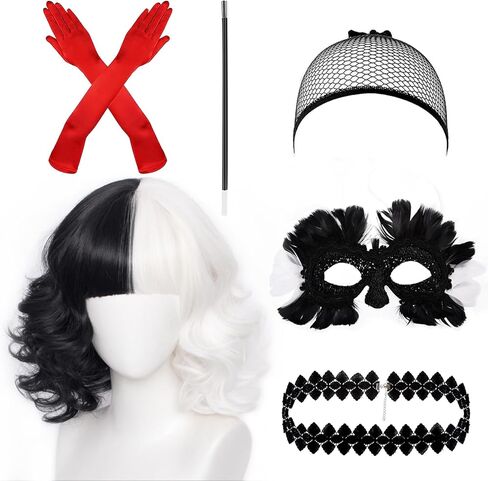 شعر مستعار Neragron Wednesday Addams للنساء والفتيات، شعر مستعار طويل أسود مجدول مع غرة شعر مستعار لزي الهالوين، شعر مستعار أسود مضفر طويل مستقيم للفتيات أزياء تنكرية لحفلات الهالوين in Kuwait