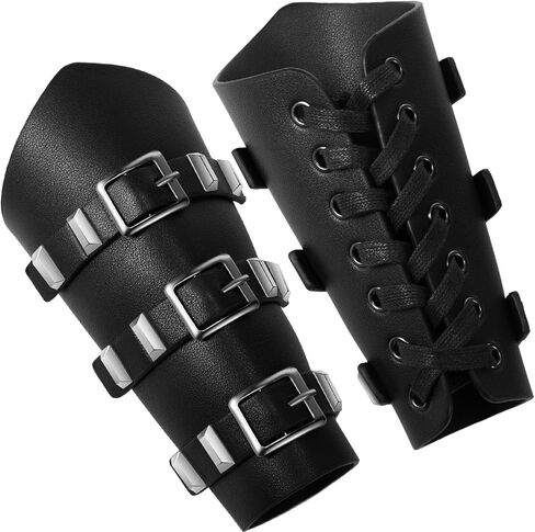 Hicarer 2 Pcs Halloween Faux Leather Arm Guards Medieval Belt Leather Buckle Bracers Viking Renaissance Accessories Costume in Kuwait
