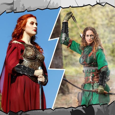Hicarer 2 Pcs Halloween Faux Leather Arm Guards Medieval Belt Leather Buckle Bracers Viking Renaissance Accessories Costume in Kuwait