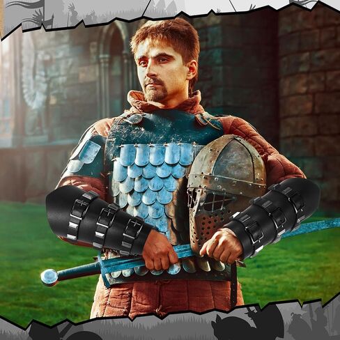 Hicarer 2 Pcs Halloween Faux Leather Arm Guards Medieval Belt Leather Buckle Bracers Viking Renaissance Accessories Costume in Kuwait