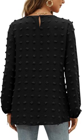 XIEERDUO Women's Chiffon Blouses Long Sleeve Crewneck Tops Dressy Casual Loose Pompom Shirts in Kuwait