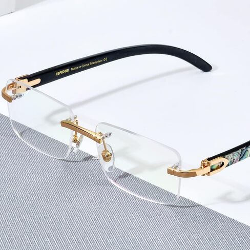 HEPIDEM 100% Really Buffalo Horn Mussel Shell Rimless Eyeglass Frame 908 in Kuwait