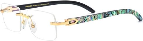HEPIDEM 100% Really Buffalo Horn Mussel Shell Rimless Eyeglass Frame 908 in Kuwait