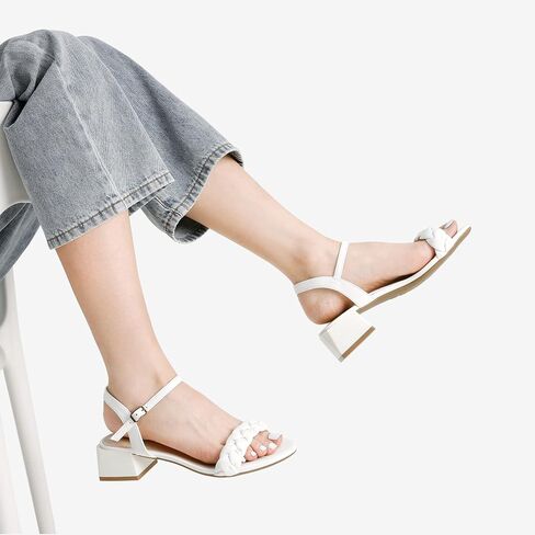 DREAM PAIRS Women's Braided Low Chunky Heels Sandals | ankle strap heels, dress block heel sandals for wedding holiday party, summer open toe shoes in Saudi Arabia