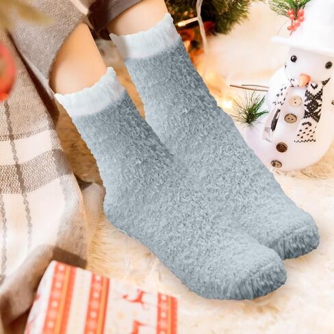 Dohia Womens Fuzzy Socks Fluffy Winter Warm Slipper Socks Slipper Sleep Soft Cabin Fleece Cosy Stocking Stocking Stuffers Christmas Slipper Gift Socks D2-ZSMRW in Saudi Arabia