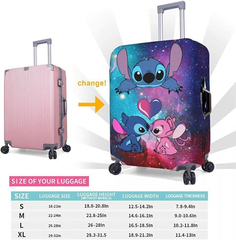Lyukrsg Anime Luggage Protector with Luggage Tag for Women Men Cartoon Travel Suitcase Cover Fits 18-21 Inch Luggages Kawaii Anti-Scratch Luggage Covers for Suitcases S in Saudi Arabia