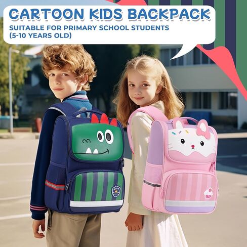حقيبة ظهر للأطفال من ASKSKY للفتيات، حقيبة ظهر مدرسية برسوم كارتونية كاواي وحقيبة كتب مفتوحة واسعة لعمر 5-10 سنوات مع شريط عاكس، كيتي زرقاء in Kuwait